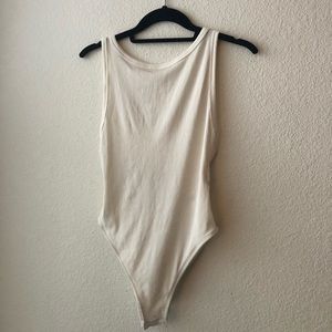Topshop ribbed scoop neck thong bodysuit
